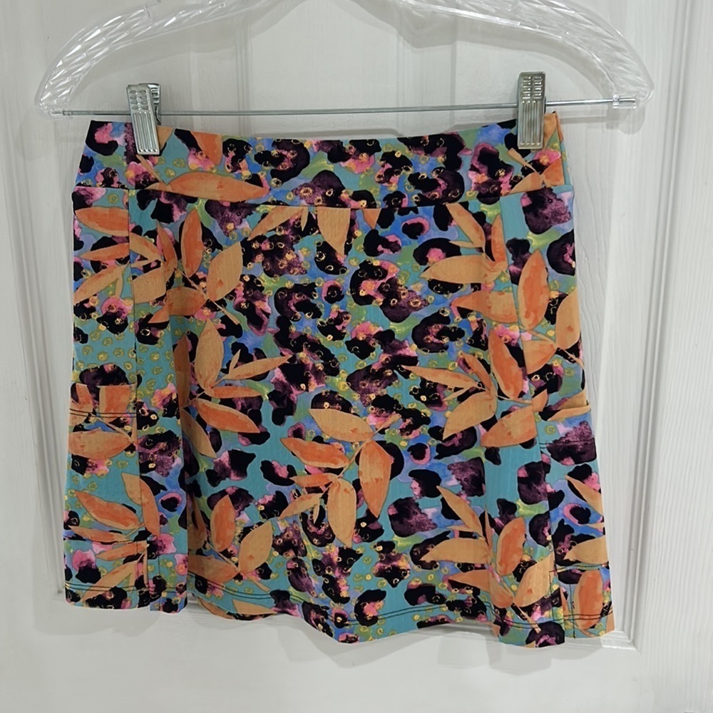 EIS NWT Walk About Athletic Skort in Apricot Tropical Floral Print UPF 50+ - Picture 8 of 10